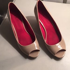 Cute beige wedge shoes